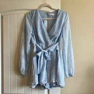 Blue and white floral romper